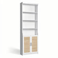 **Sleek Modern Bookshelf with White and Wood Finish**