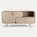 **Modern Minimalist Sideboard with Curved Edges and Open Storage**