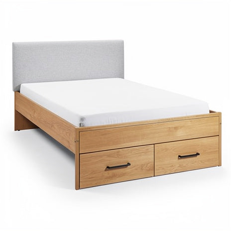**Minimalist Wooden Bed Frame with Storage Drawers**