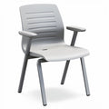 **Technical Title: Durable Gray Plastic Chair with Armrests and Drainage Feature**